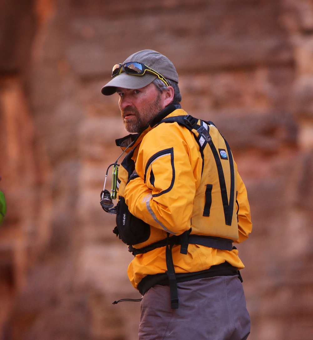 Scouting a rapid in Grand Canyon National Park – pic by Izzy Collett