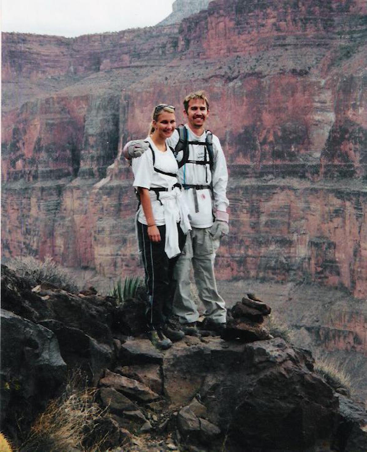 This is Justin and I on our first backpacking trip together in 2002. I think my favorite part of this picture is Justin’s gardening gloves. 